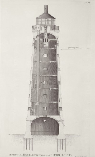 Edystone Lighthouse Engraved by John Record, 1781 by Henry Winstanley